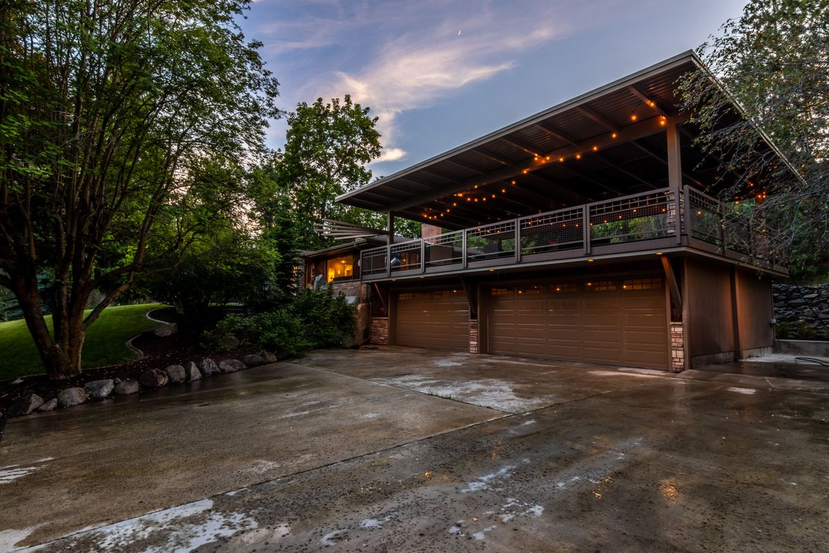 Outdoor patio with ambient lighting